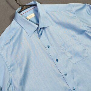 Eton Shirt Men's 46 18 Blue Classic Cotton Long Sleeve Button Up